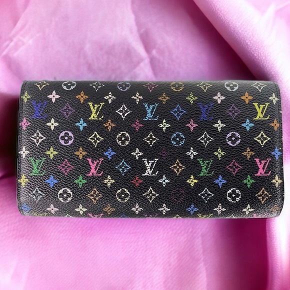 Louis Vuitton Takashi Murakami Sarah Multicolored Monogram Wallet Black LV OS - Picture 2 of 16